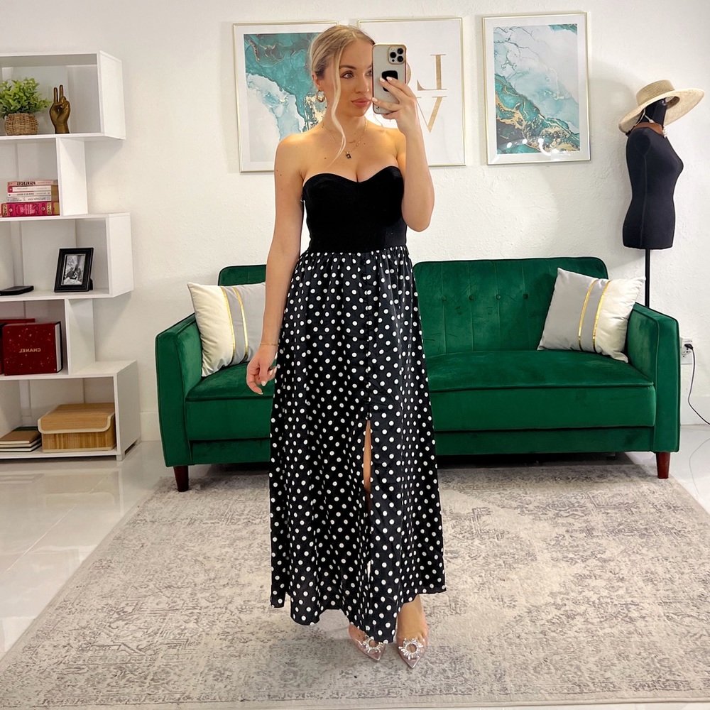 REVOLVE Corset Polka Dot Midi Dress